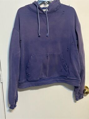 MNMI Men's Distressed Purple Hoodie Sweatshirt